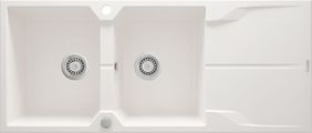 Гранитна кухненска мивка с две корита 116х50 Deante Andante White
